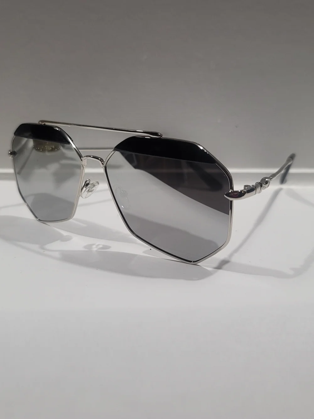 Silver Geometric Aviator Sunglasses